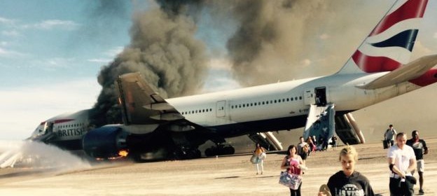 British Airways plane catches fire in Las Vegas